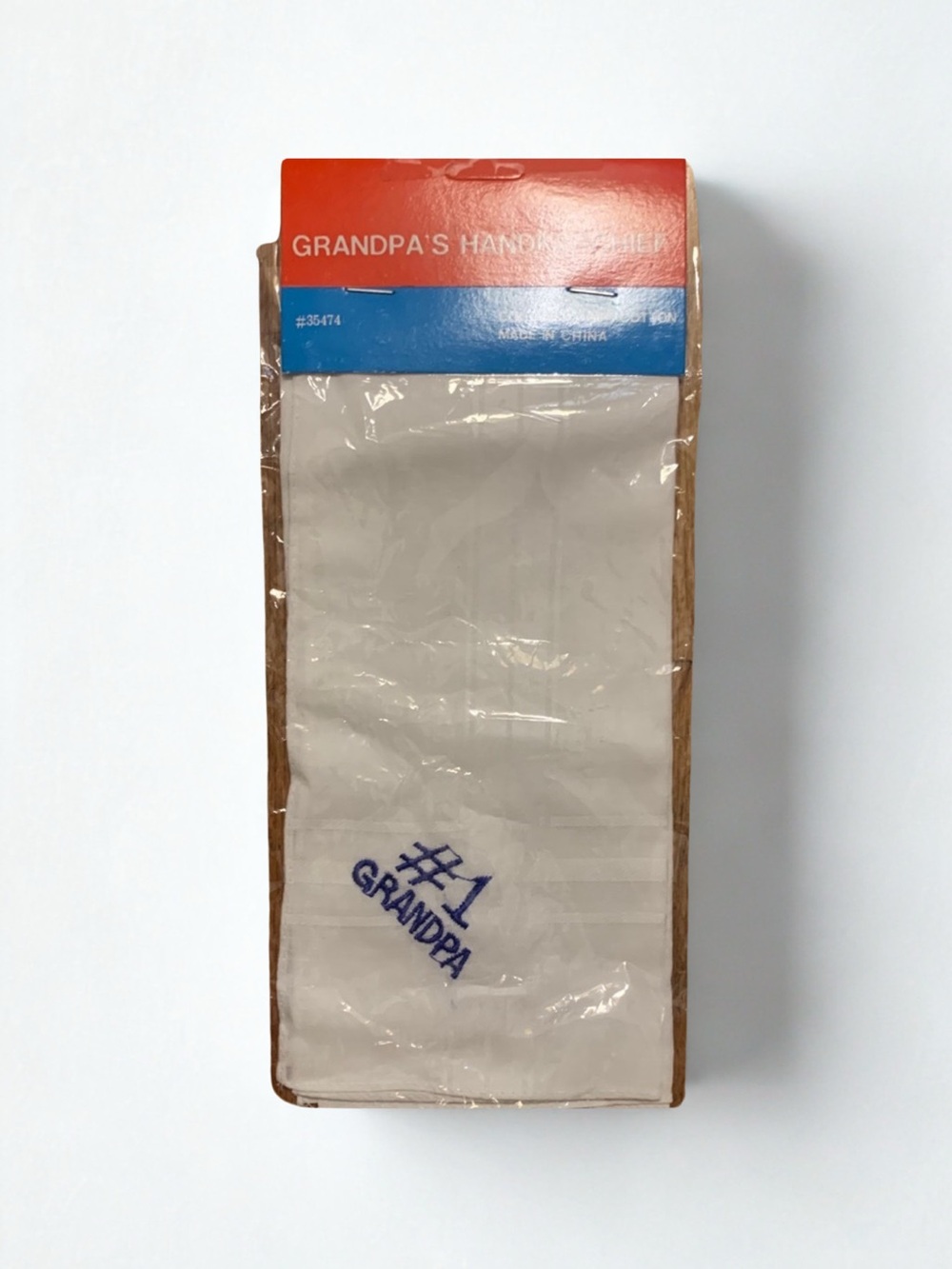 Vintage 1990s New #1 Grandpa White Handkerchief